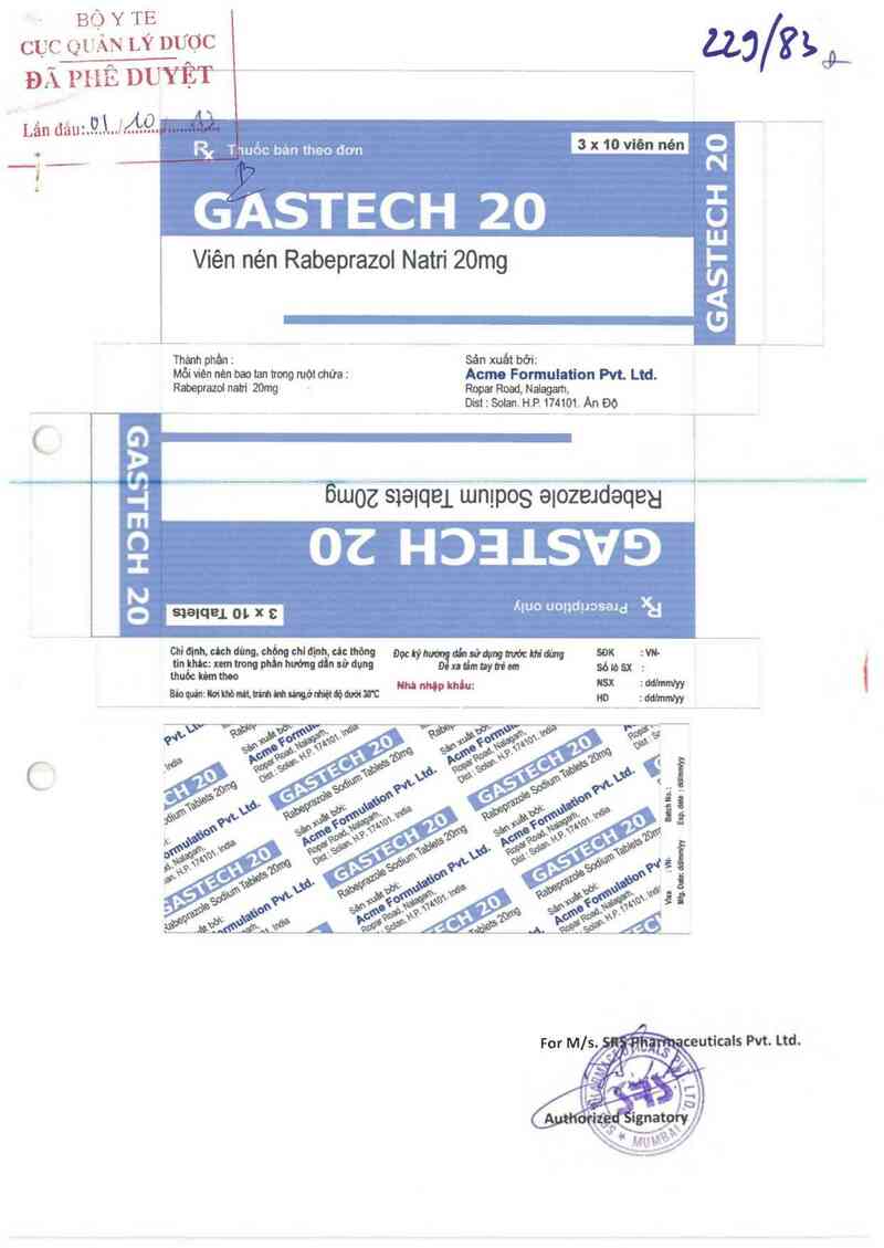 thông tin, cách dùng, giá thuốc Gastech 20 - ảnh 0