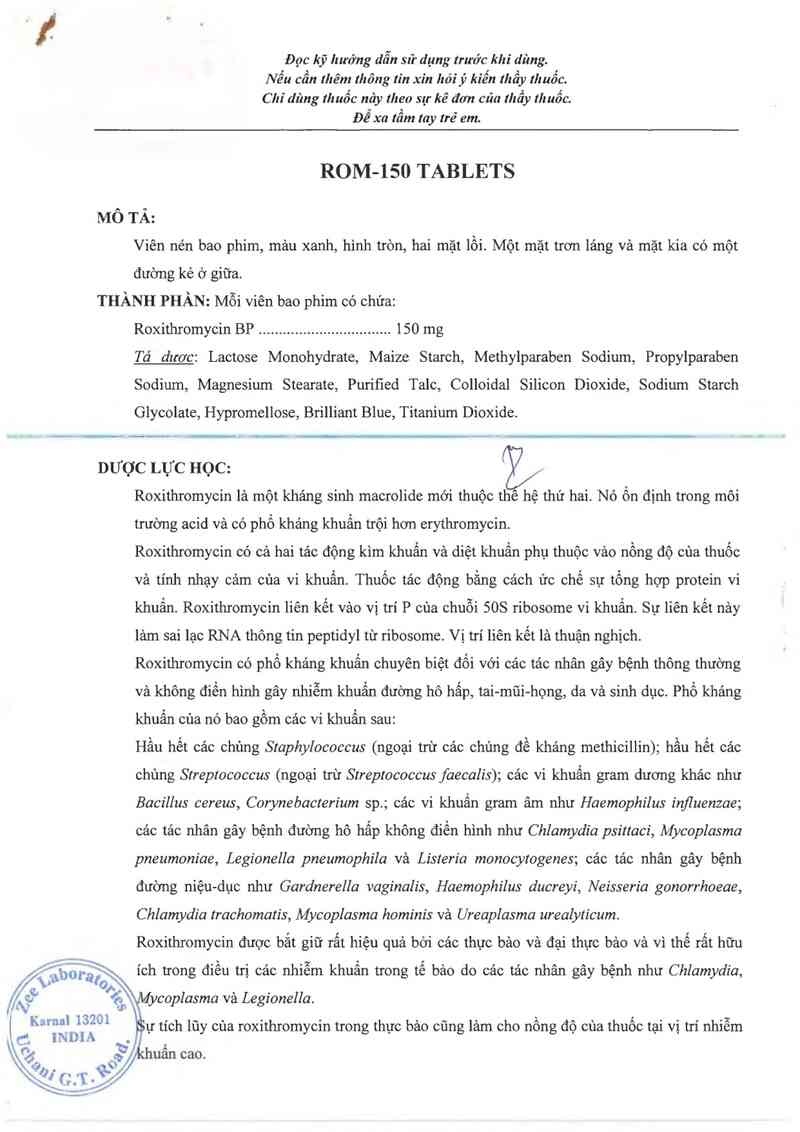 thông tin, cách dùng, giá thuốc Rom-150 Tablets - ảnh 2