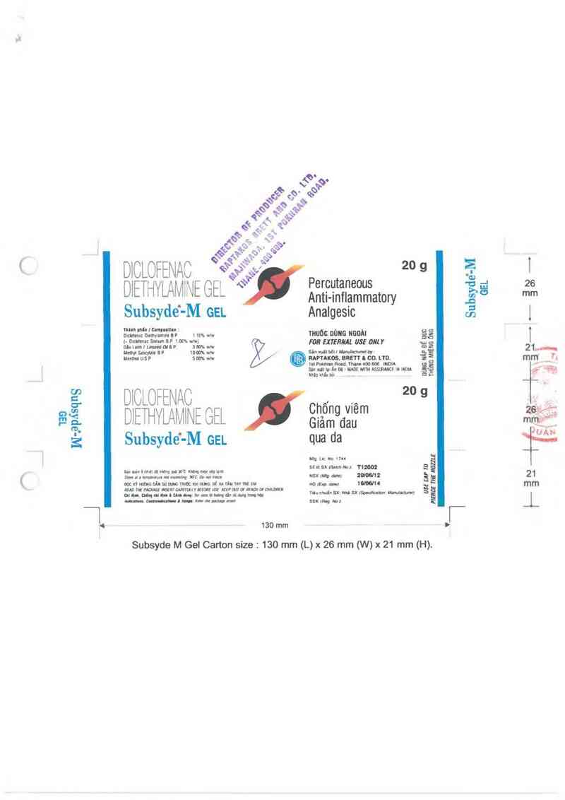 thông tin, cách dùng, giá thuốc Subsyde-M Gel - ảnh 1