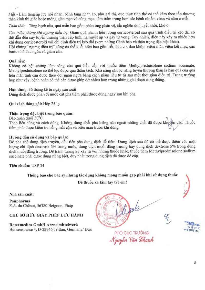thông tin, cách dùng, giá thuốc Methylprednisolone sodium succinate for Injection USP - ảnh 9