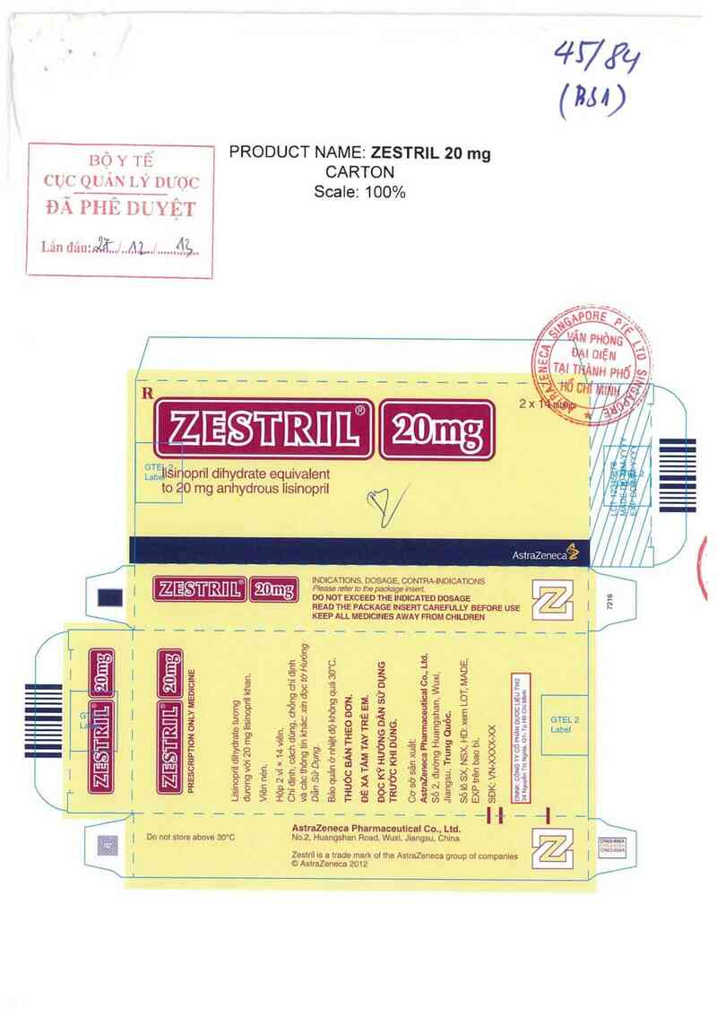 thông tin, cách dùng, giá thuốc Zestril 20 mg - ảnh 0