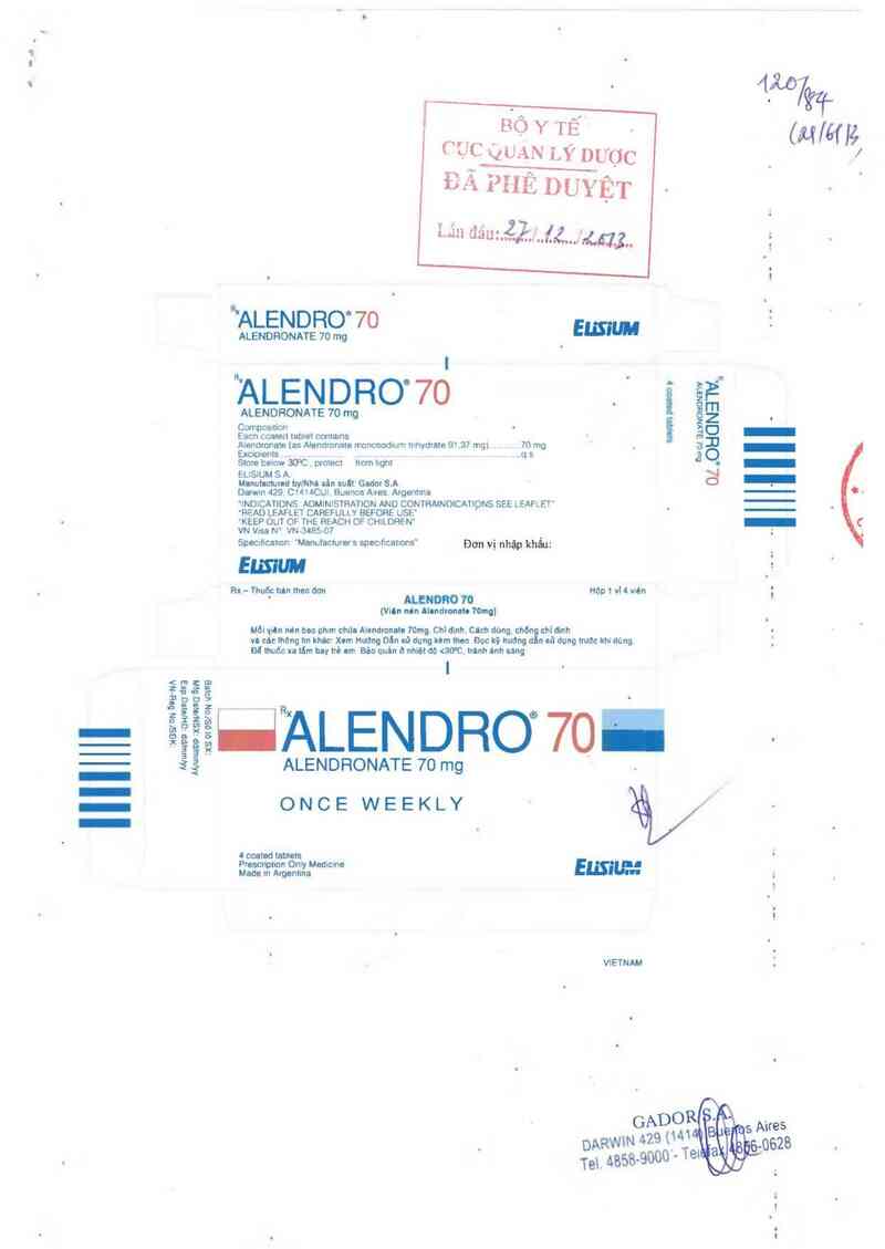 thông tin, cách dùng, giá thuốc Alendro 70 - ảnh 0