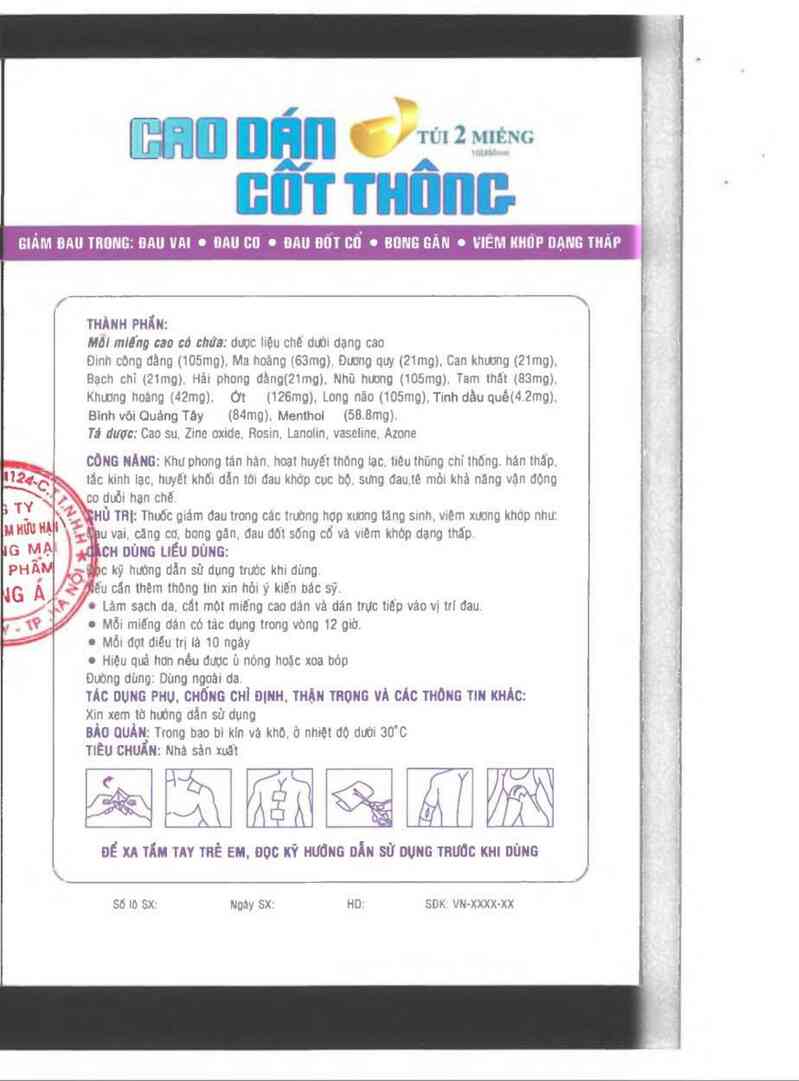 thông tin, cách dùng, giá thuốc Cao dán cốt thông - ảnh 3