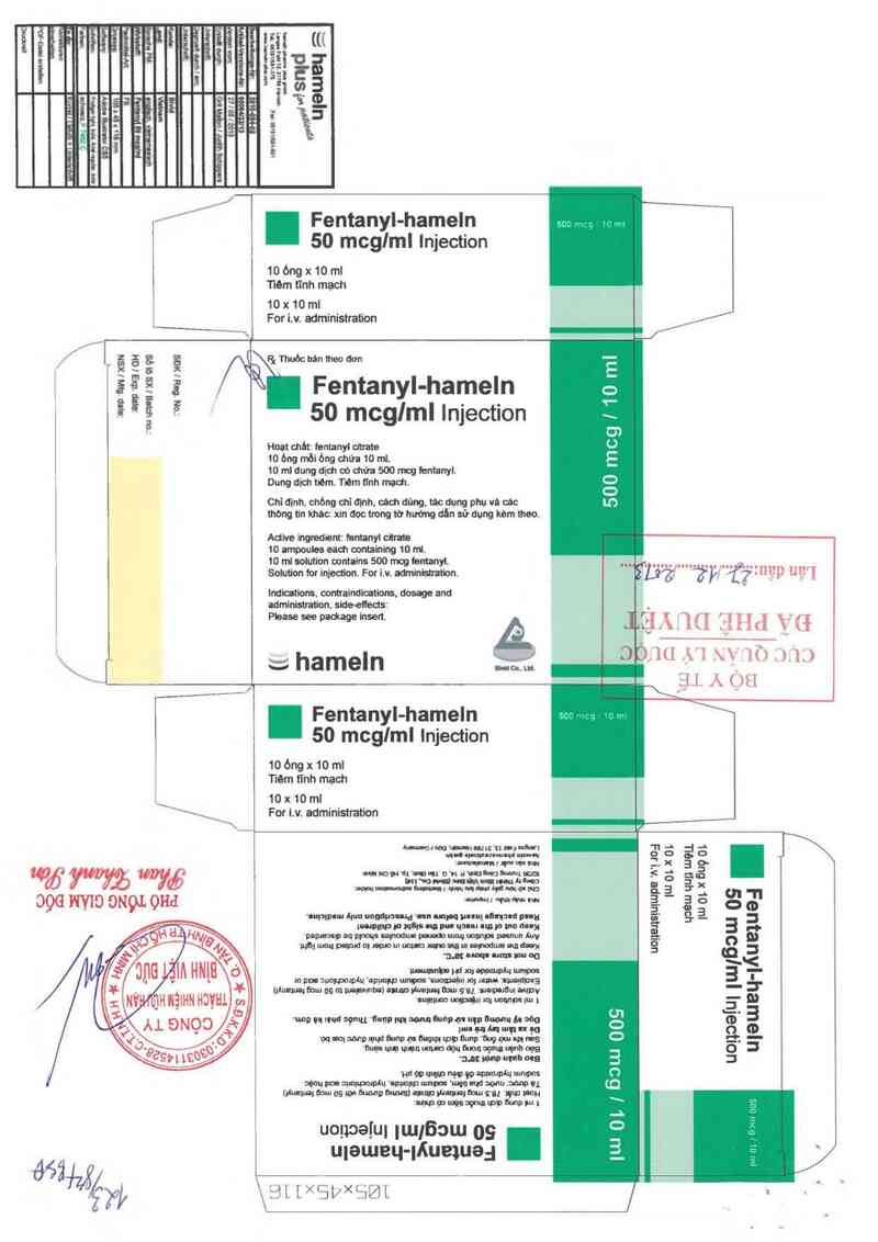 thông tin, cách dùng, giá thuốc Fentanyl- Hameln 50mcg/ml - ảnh 0