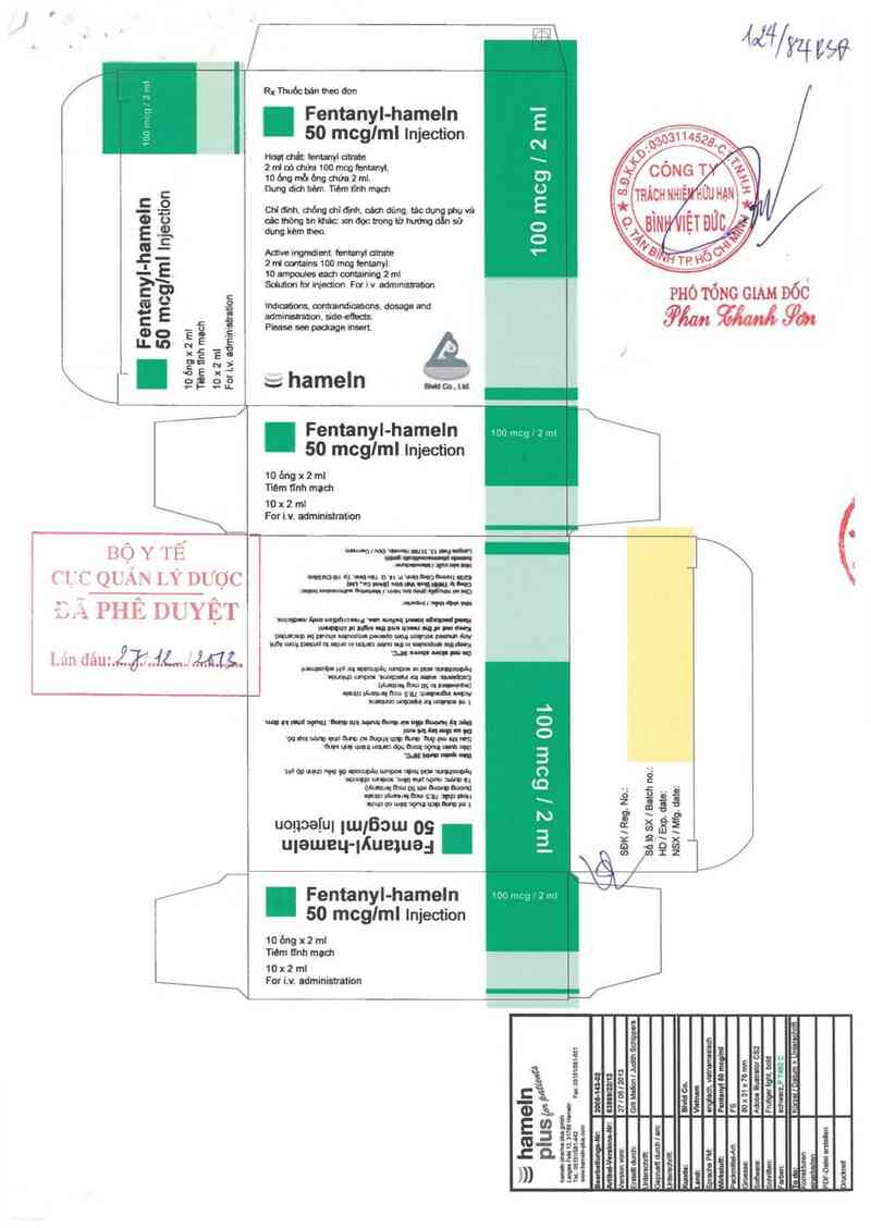 thông tin, cách dùng, giá thuốc Fentanyl- Hameln 50mcg/ml - ảnh 0