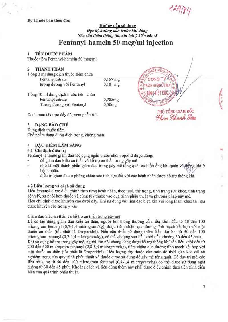 thông tin, cách dùng, giá thuốc Fentanyl- Hameln 50mcg/ml - ảnh 2