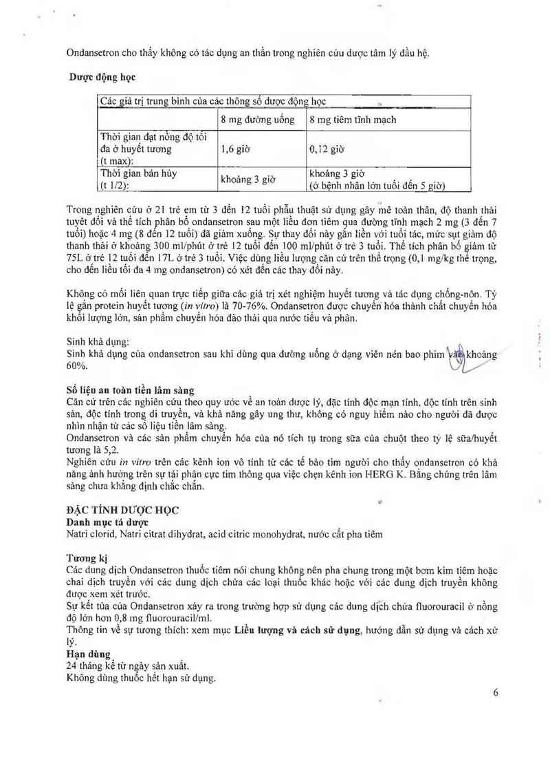 thông tin, cách dùng, giá thuốc Ondansetron-hameln 2mg/ml injection - ảnh 7