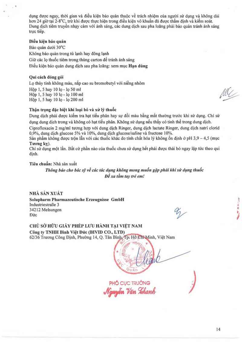 thông tin, cách dùng, giá thuốc Ciprofloxacin-hameln 2mg/ml - ảnh 14