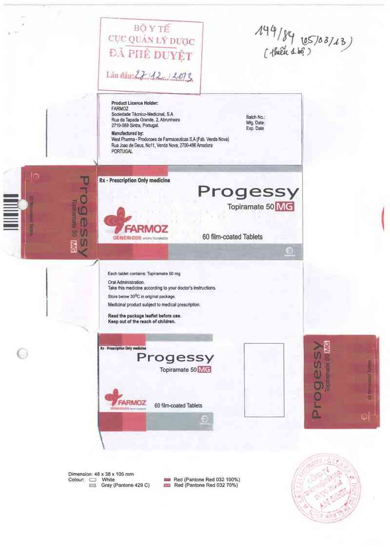 thông tin, cách dùng, giá thuốc Progessy  Topiramat 50mg - ảnh 0