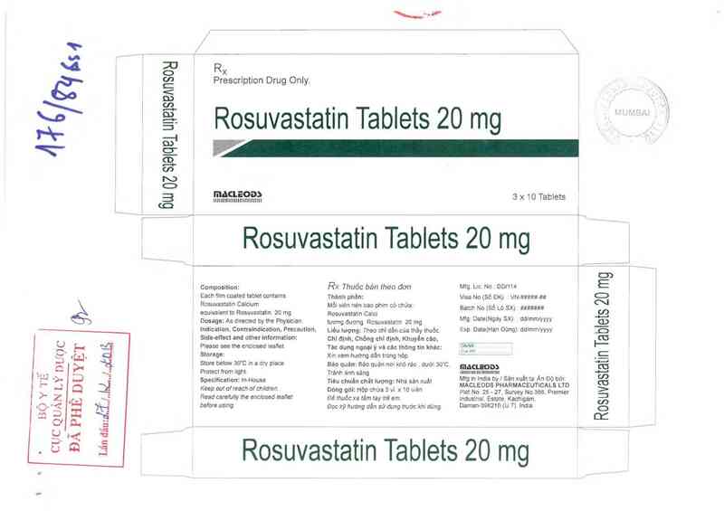 thông tin, cách dùng, giá thuốc Rosuvastatin Tablets 20mg - ảnh 0