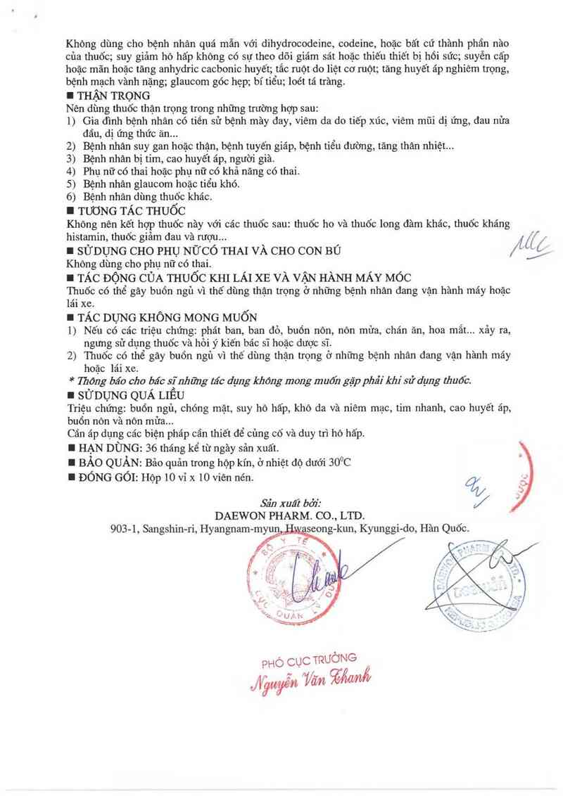 thông tin, cách dùng, giá thuốc Codaewon tab. - ảnh 4