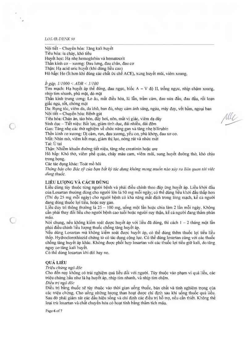 thông tin, cách dùng, giá thuốc Losar-Denk 50 - ảnh 5