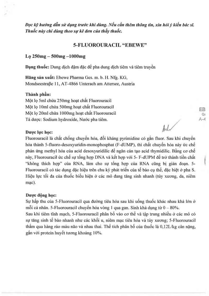 thông tin, cách dùng, giá thuốc 5-Fluorouracil ~Ebewe~ - ảnh 6