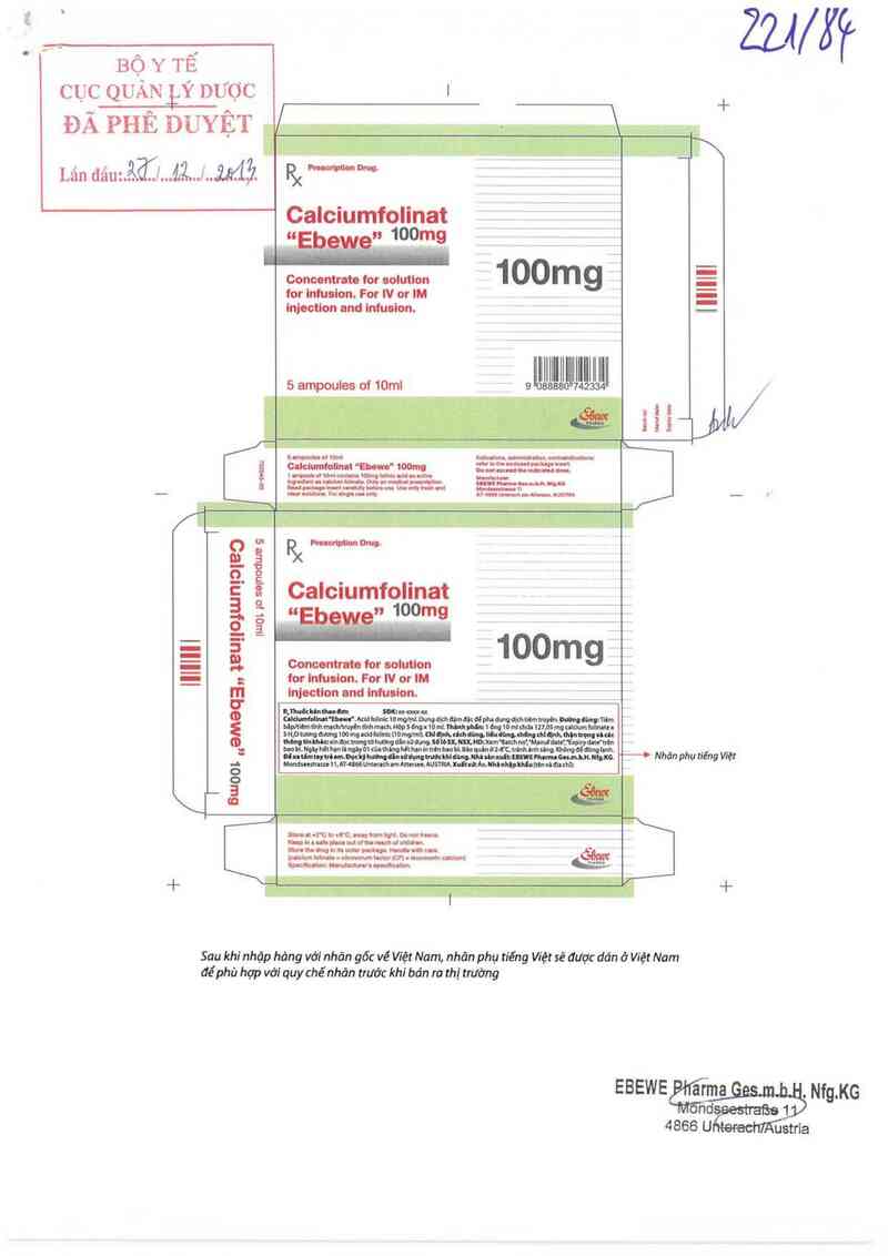 thông tin, cách dùng, giá thuốc Calciumfolinate ~Ebewe~ - ảnh 0