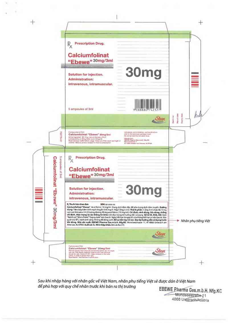 thông tin, cách dùng, giá thuốc Calciumfolinate ~Ebewe~ - ảnh 2