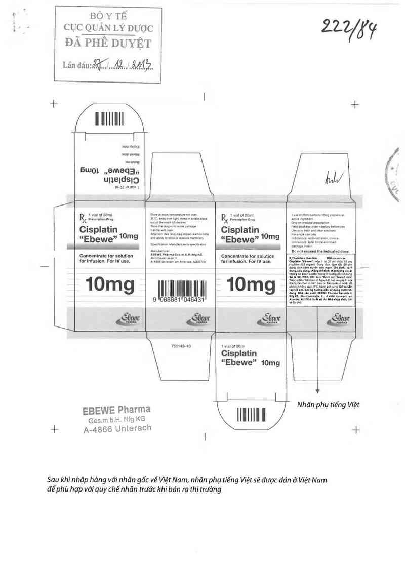 thông tin, cách dùng, giá thuốc Cisplatin ~Ebewe~ - ảnh 0