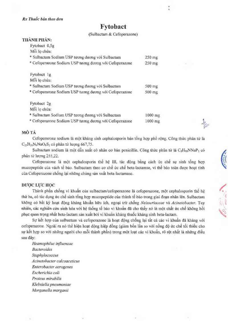 thông tin, cách dùng, giá thuốc Fytobact 1g - ảnh 1