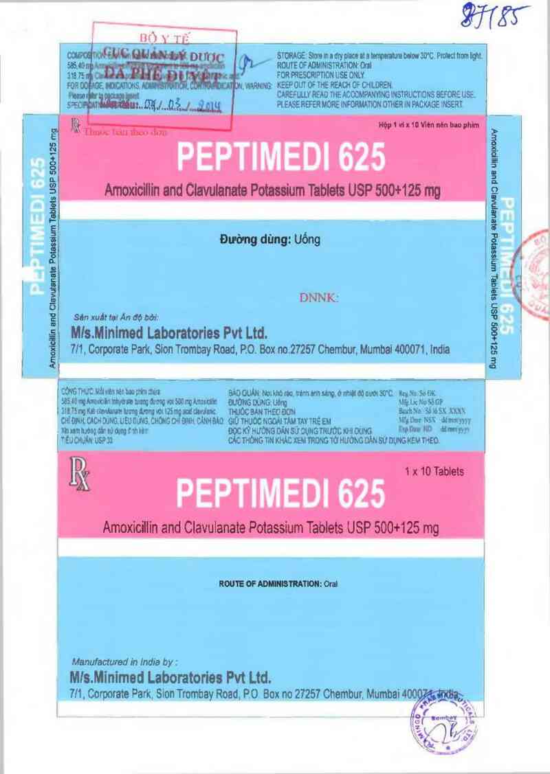 thông tin, cách dùng, giá thuốc Peptimedi 625 - ảnh 0