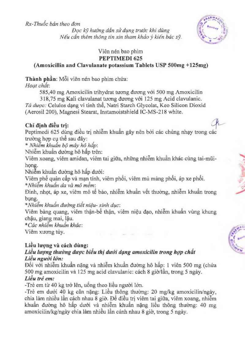 thông tin, cách dùng, giá thuốc Peptimedi 625 - ảnh 2