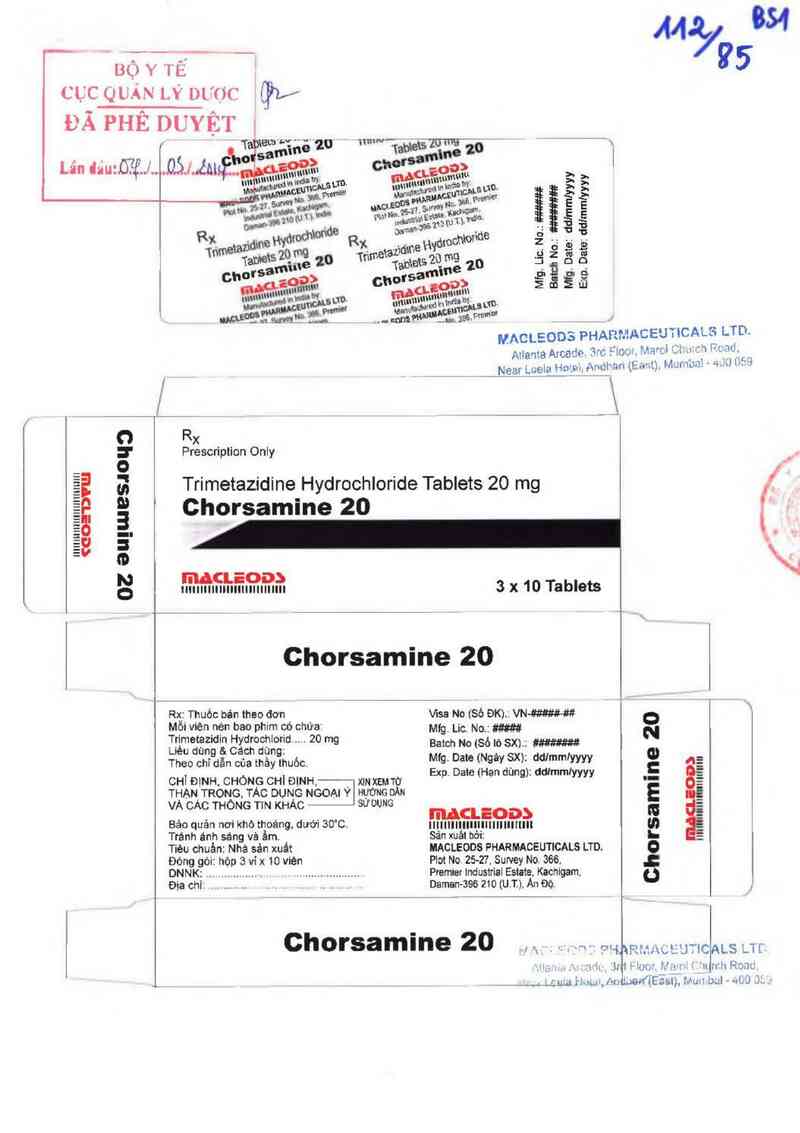 thông tin, cách dùng, giá thuốc Chorsamine 20 - ảnh 0