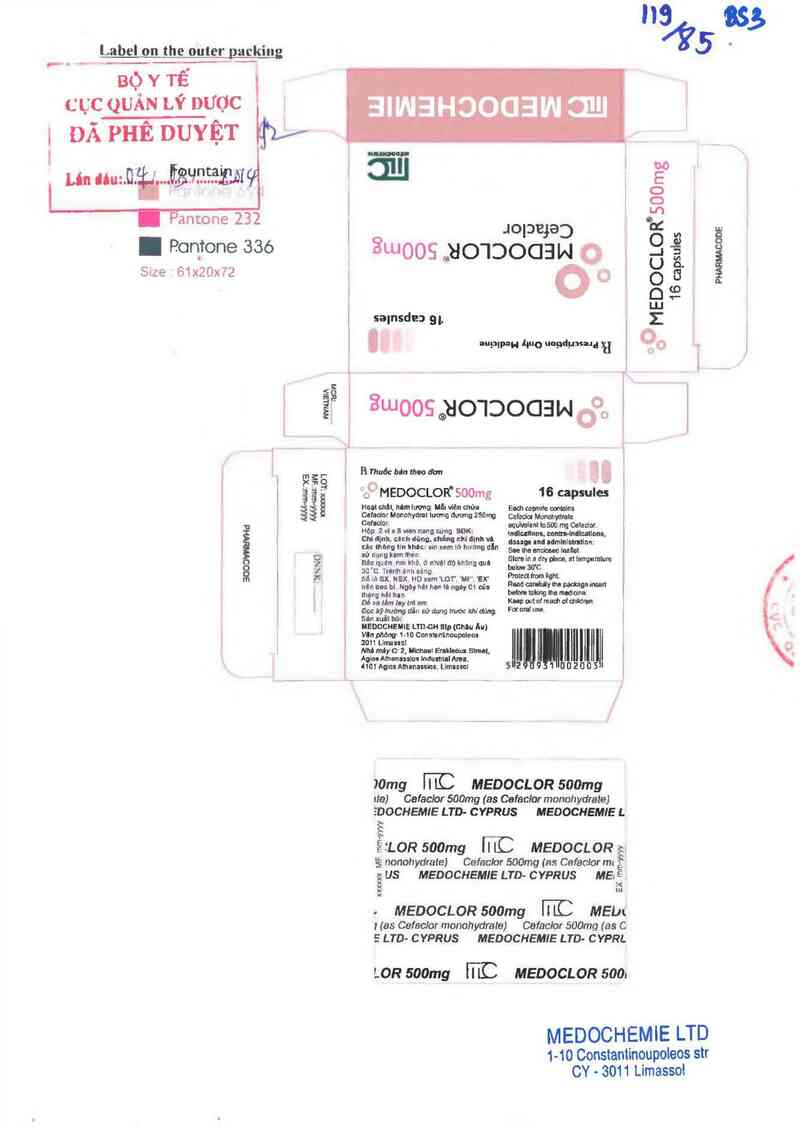 thông tin, cách dùng, giá thuốc Medoclor 500mg - ảnh 0