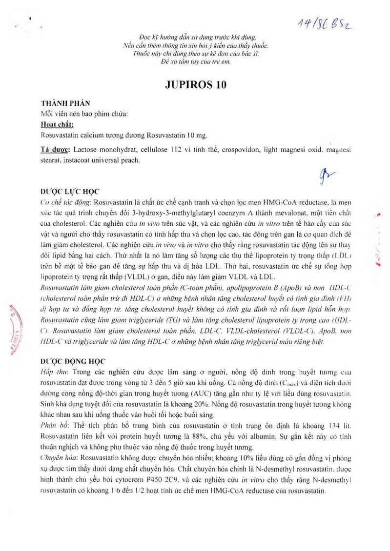 thông tin, cách dùng, giá thuốc Jupiros 10 - ảnh 1