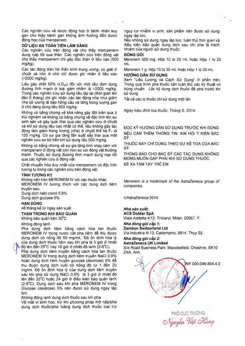 thông tin, cách dùng, giá thuốc Meronem - ảnh 9