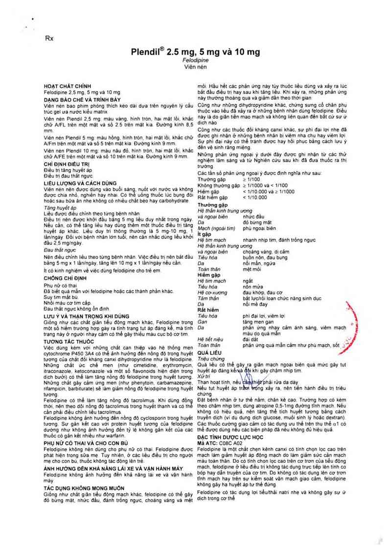 thông tin, cách dùng, giá thuốc Plendil - ảnh 2