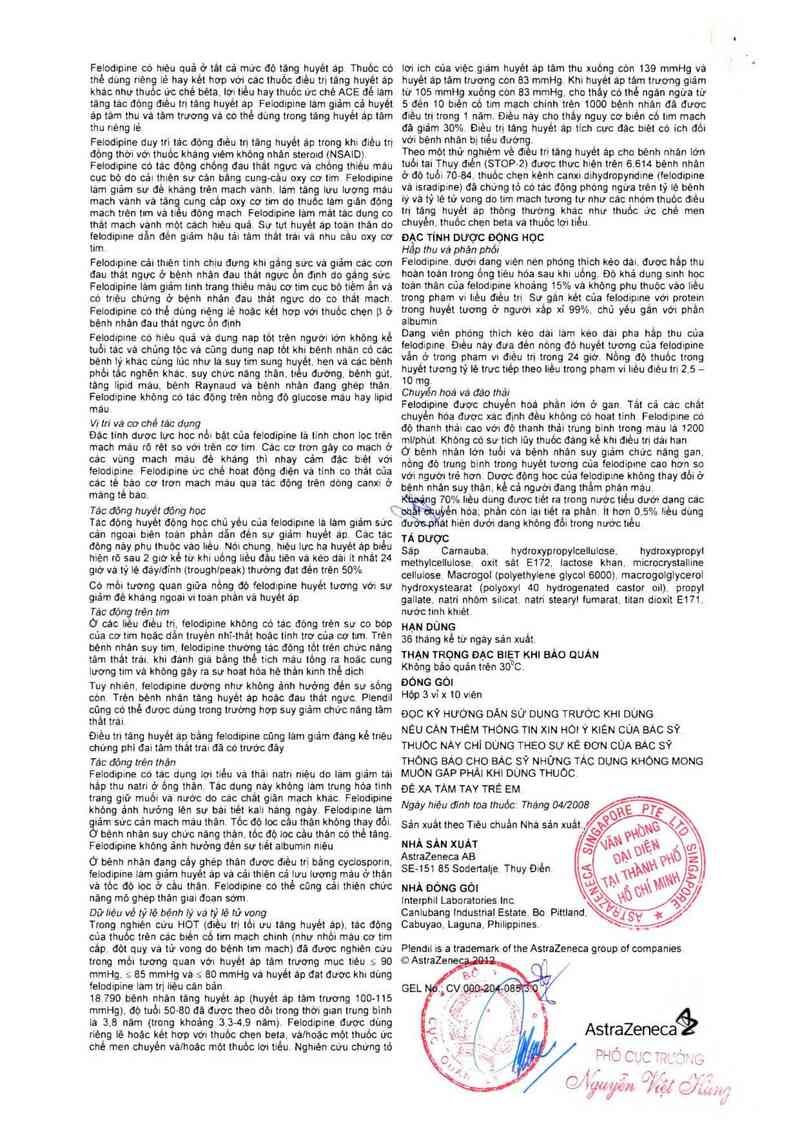 thông tin, cách dùng, giá thuốc Plendil - ảnh 3