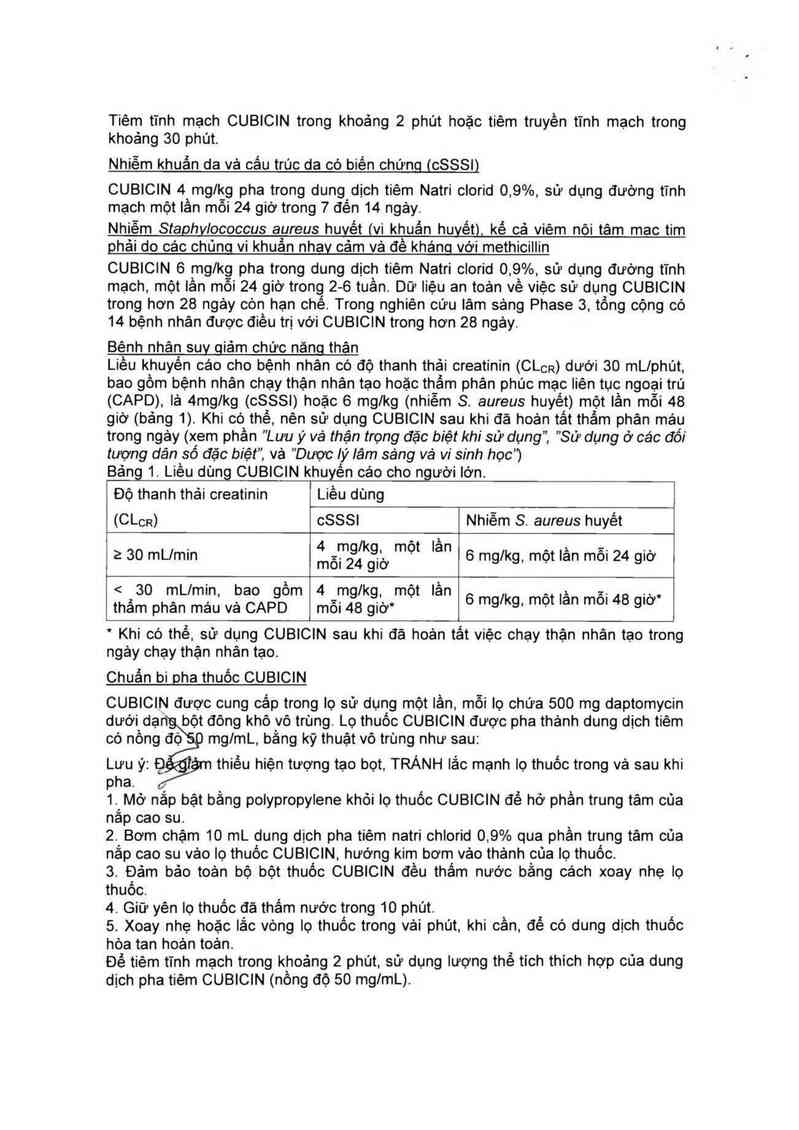 thông tin, cách dùng, giá thuốc Cubicin - ảnh 3