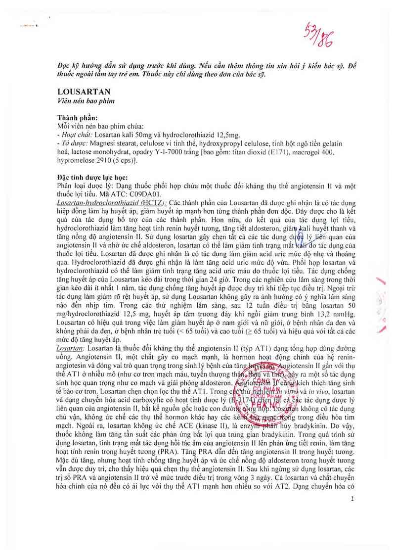 thông tin, cách dùng, giá thuốc Lousartan - ảnh 3