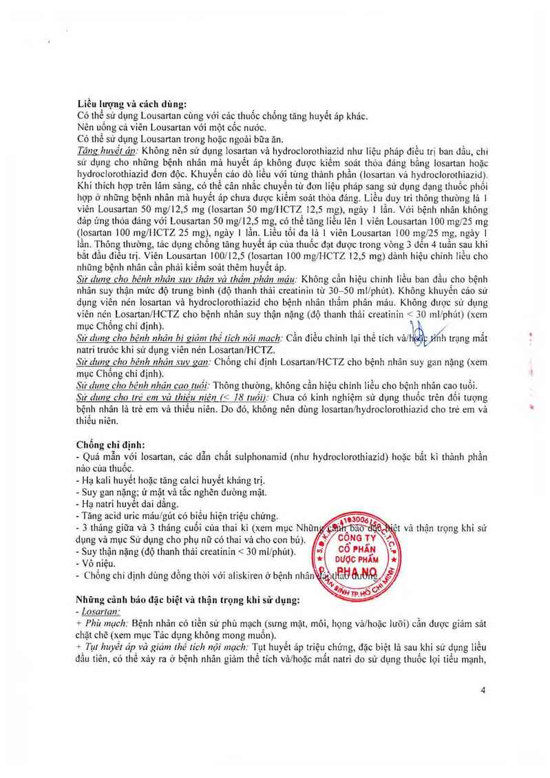 thông tin, cách dùng, giá thuốc Lousartan - ảnh 6