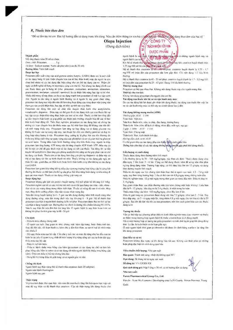 thông tin, cách dùng, giá thuốc Olepa Injection - ảnh 1