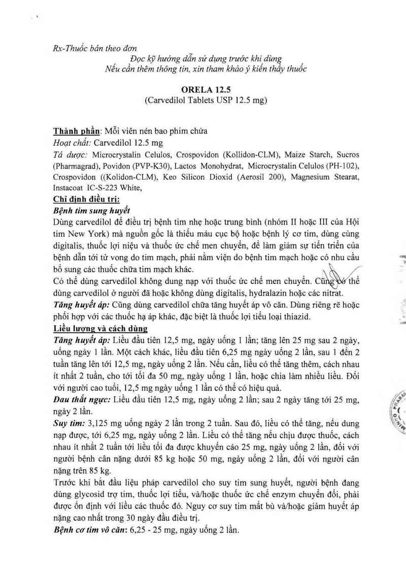 thông tin, cách dùng, giá thuốc Orela 12.5 - ảnh 3