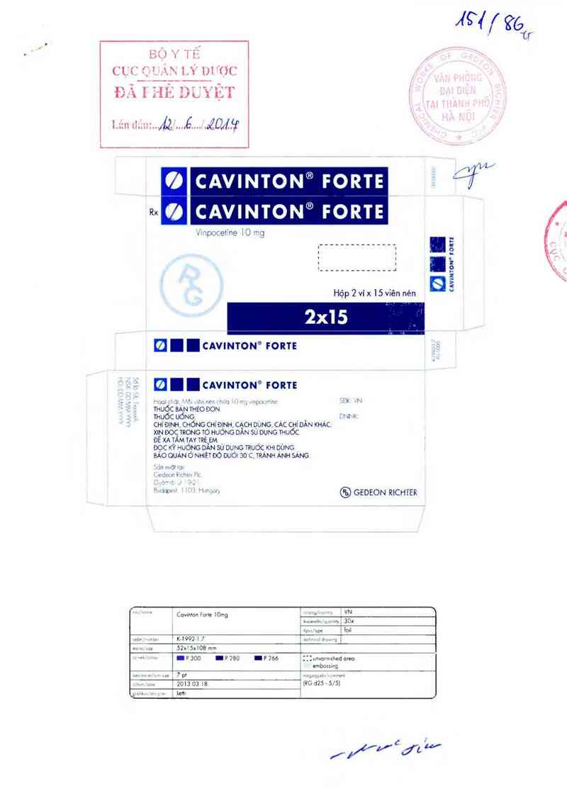 thông tin, cách dùng, giá thuốc Cavinton forte - ảnh 0