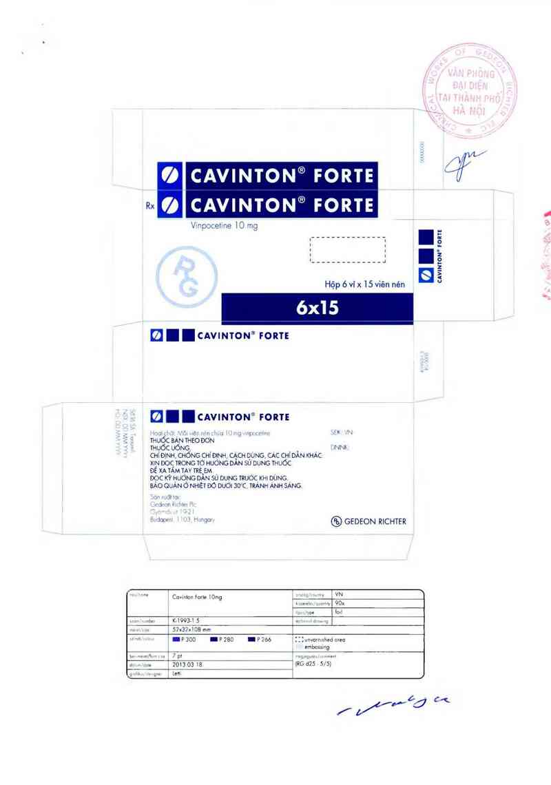 thông tin, cách dùng, giá thuốc Cavinton forte - ảnh 1