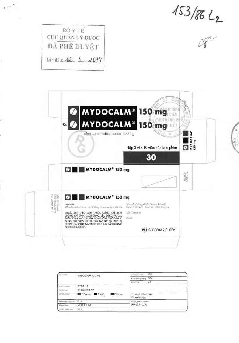 thông tin, cách dùng, giá thuốc Mydocalm 150 - ảnh 0