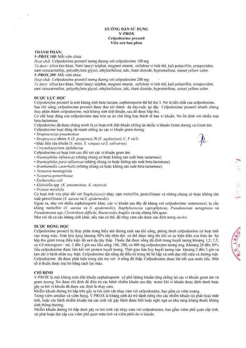 thông tin, cách dùng, giá thuốc V-PROX 100 - ảnh 2