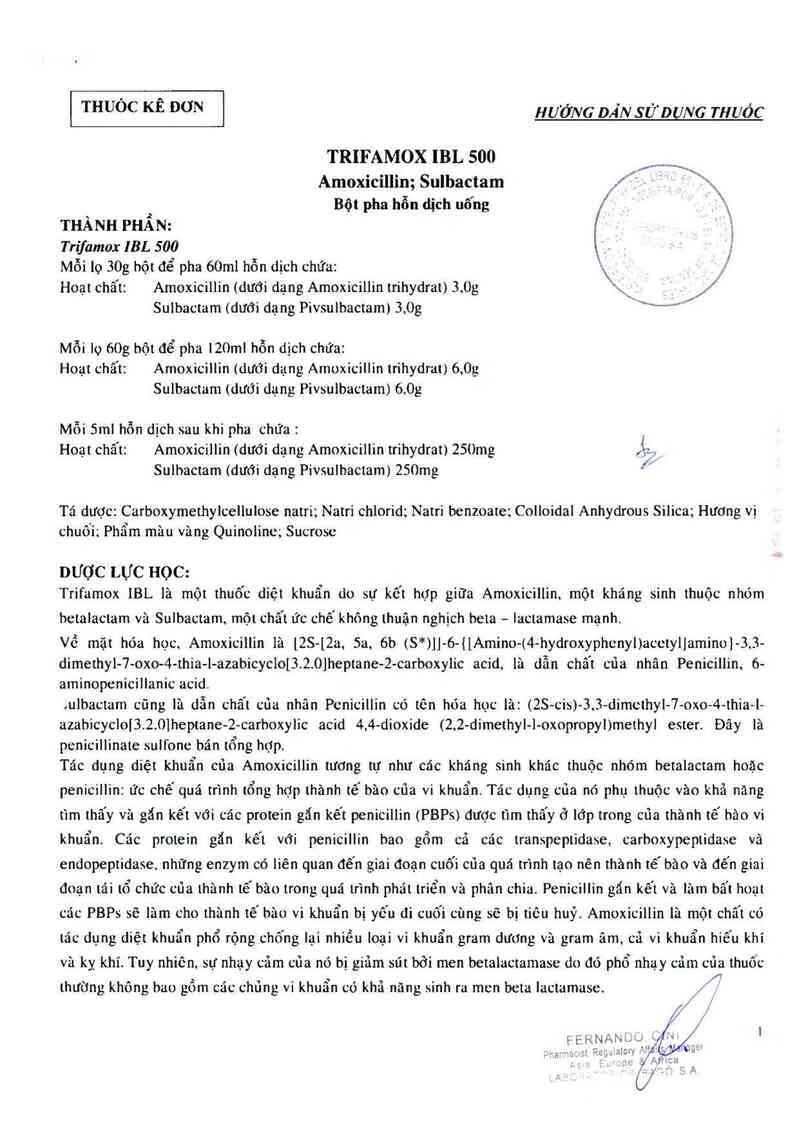 thông tin, cách dùng, giá thuốc Trifamox IBL 500 - ảnh 5