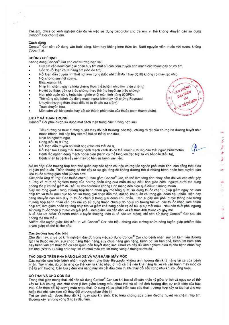 thông tin, cách dùng, giá thuốc Concor Cor (Đóng gói: Merck KGaA & Co., Werk Spittal ; địa chỉ: Hoesslgasse 20 9800 Spittal, Drau, Áo) - ảnh 4