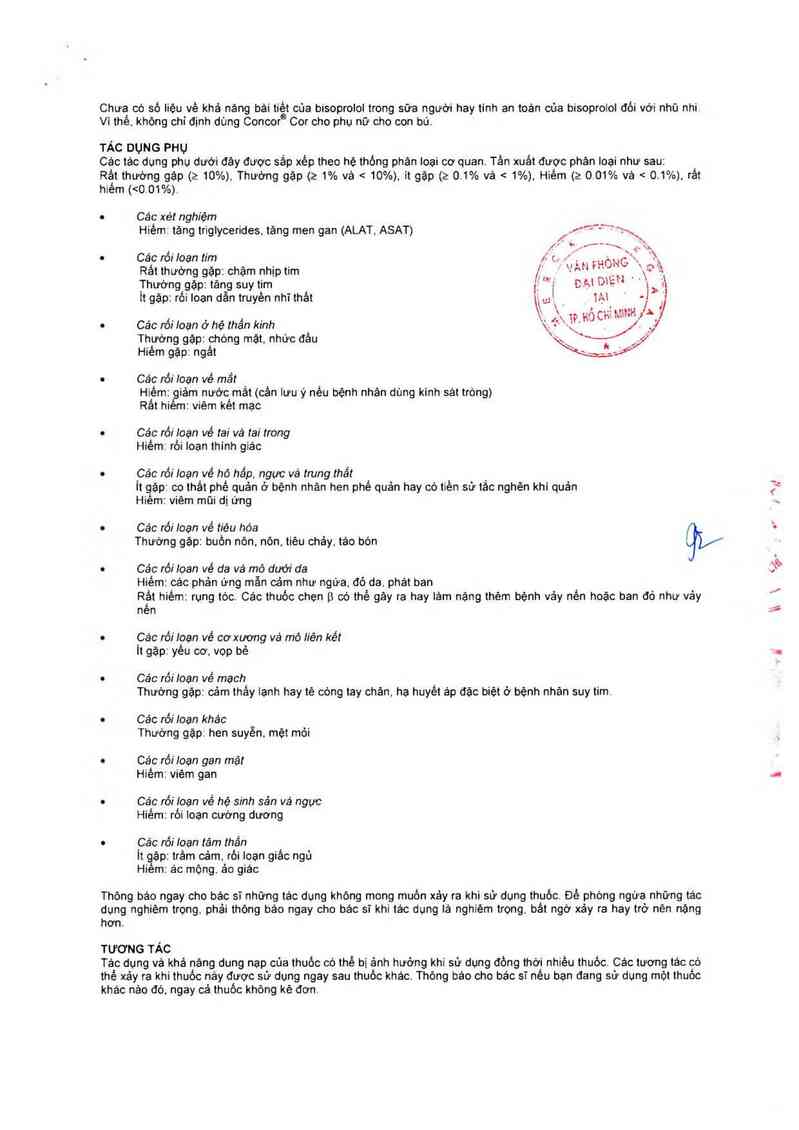 thông tin, cách dùng, giá thuốc Concor Cor (Đóng gói: Merck KGaA & Co., Werk Spittal ; địa chỉ: Hoesslgasse 20 9800 Spittal, Drau, Áo) - ảnh 5