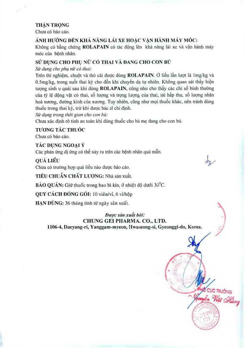 thông tin, cách dùng, giá thuốc Rolapain - ảnh 2