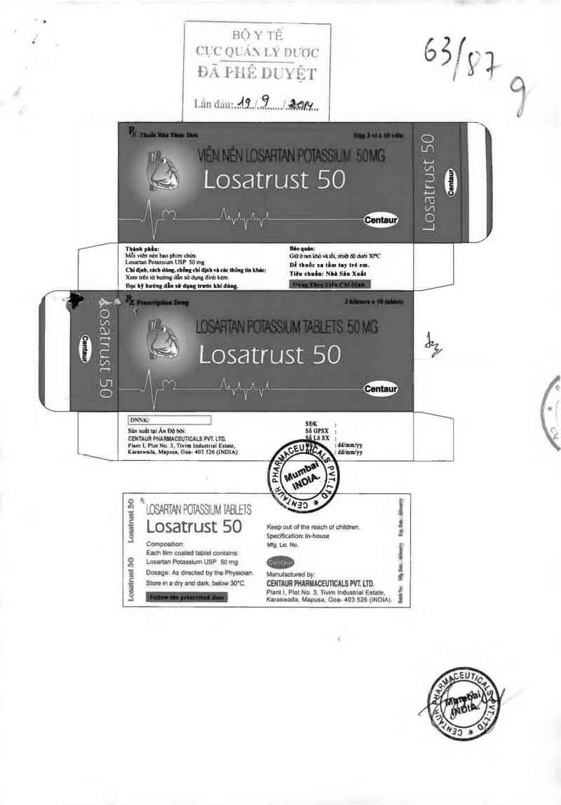 thông tin, cách dùng, giá thuốc Losatrust-50 - ảnh 0