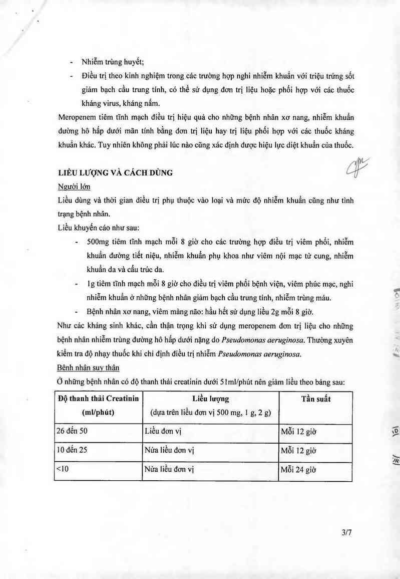 thông tin, cách dùng, giá thuốc Meropenem 1g - ảnh 5