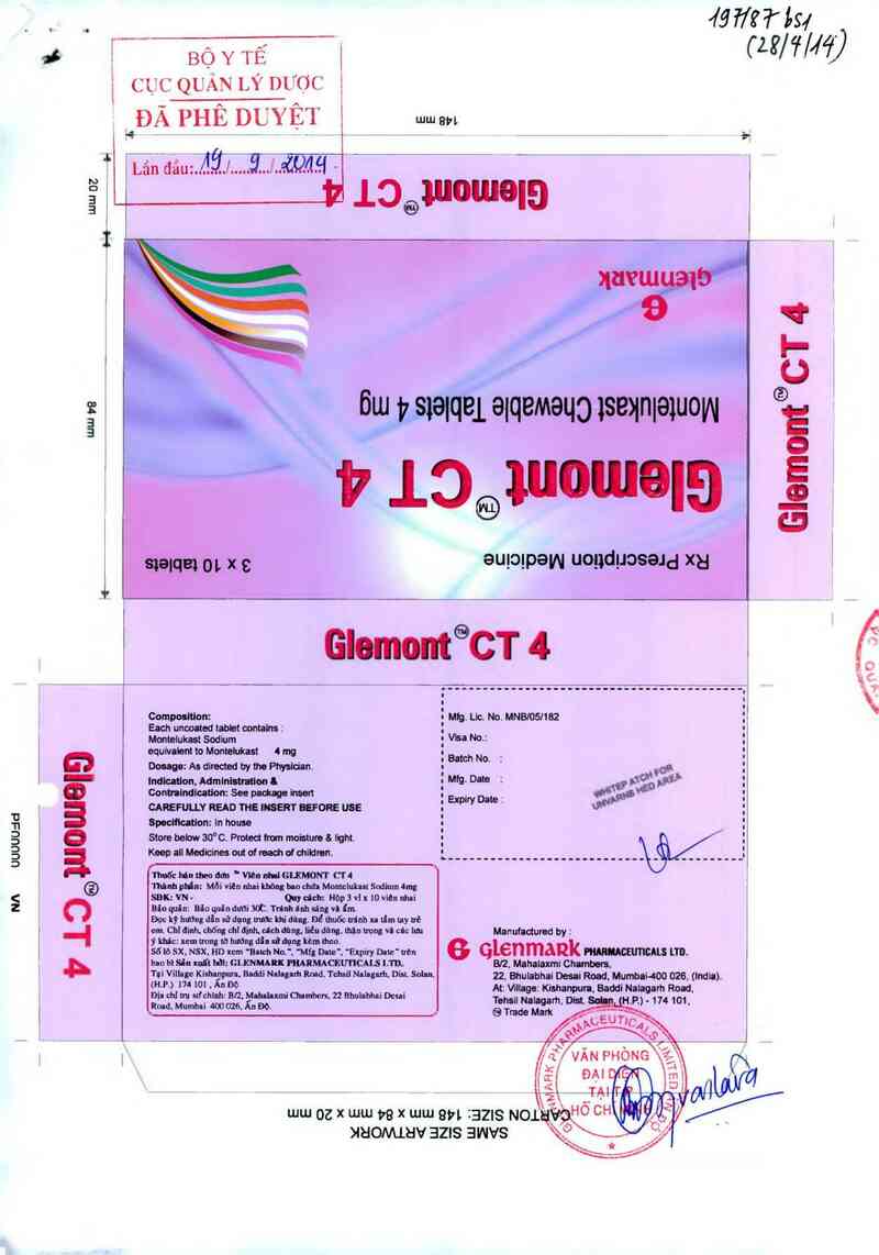 thông tin, cách dùng, giá thuốc Glemont CT 4 - ảnh 0