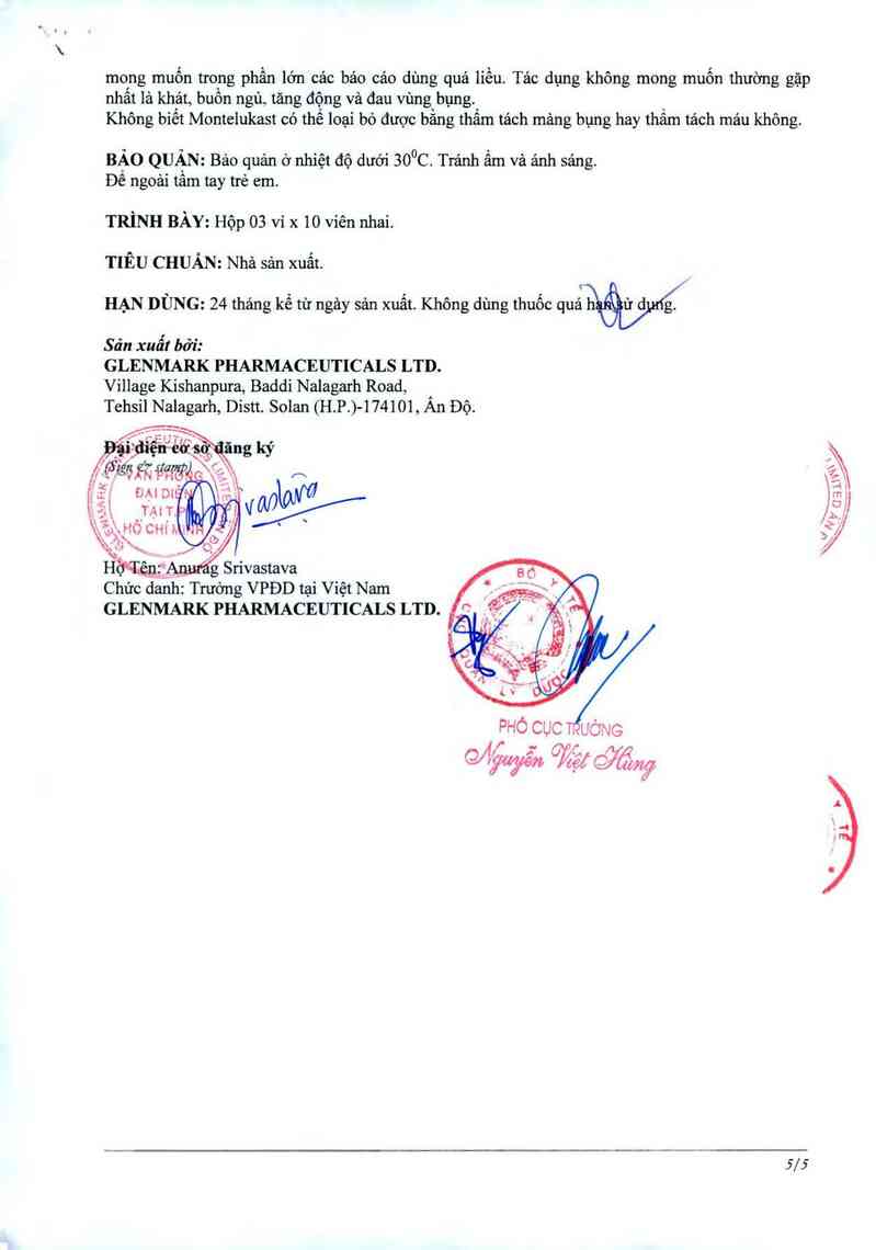 thông tin, cách dùng, giá thuốc Glemont CT 4 - ảnh 8