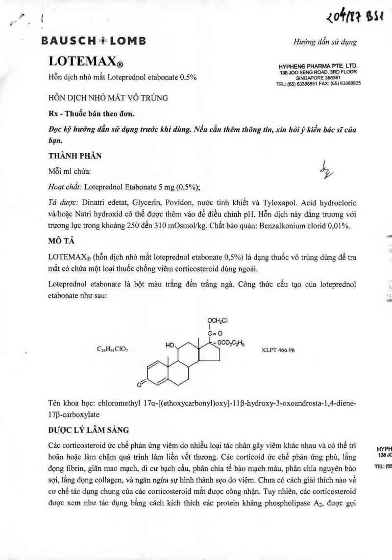 thông tin, cách dùng, giá thuốc Lotemax - ảnh 5