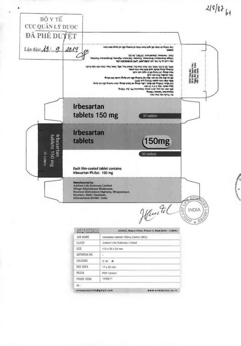 thông tin, cách dùng, giá thuốc Irbesartan tablets 150mg - ảnh 0