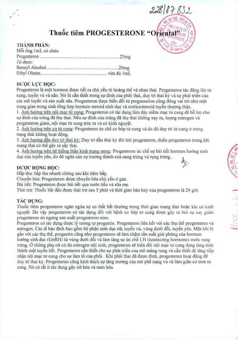 thông tin, cách dùng, giá thuốc Progesterone injection ~ Oriental~ - ảnh 2