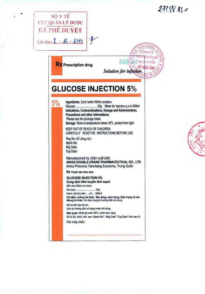 thông tin, cách dùng, giá thuốc Glucose Injection 5% - ảnh 0